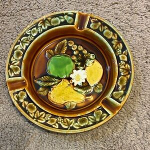 Vintage Japanese Ceramic Fruit and Blossom Ashtray